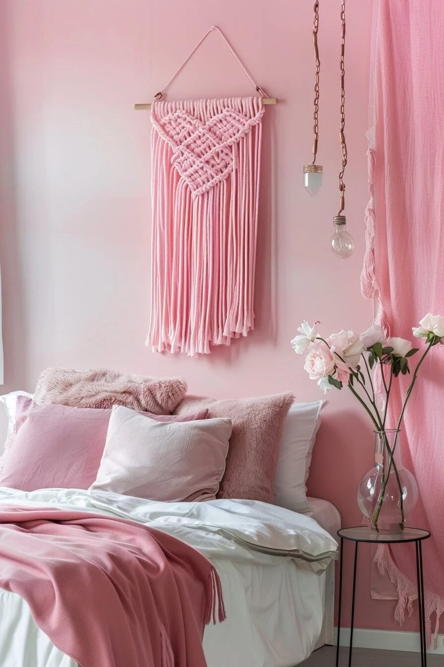 Pink Macrame Wall Hanging