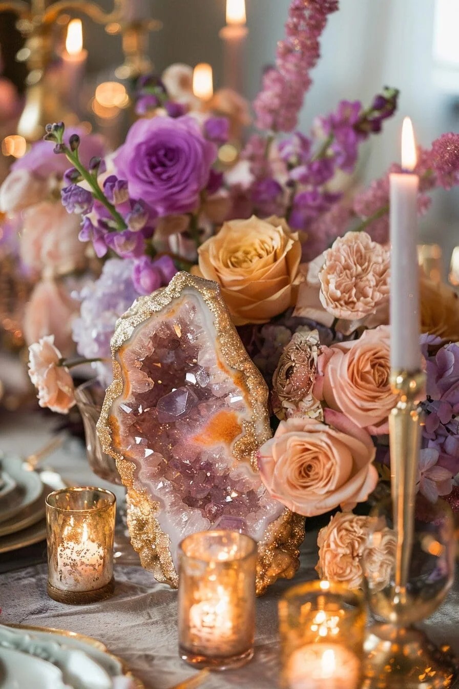 Glittery Geode Wedding Centerpiece