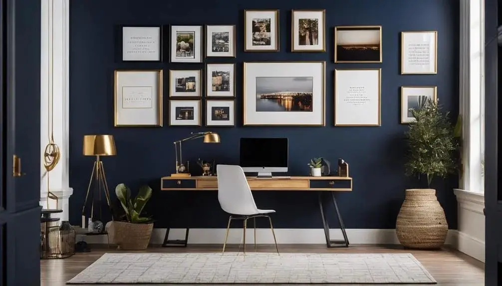 Navy Accent Wall in a Home Office