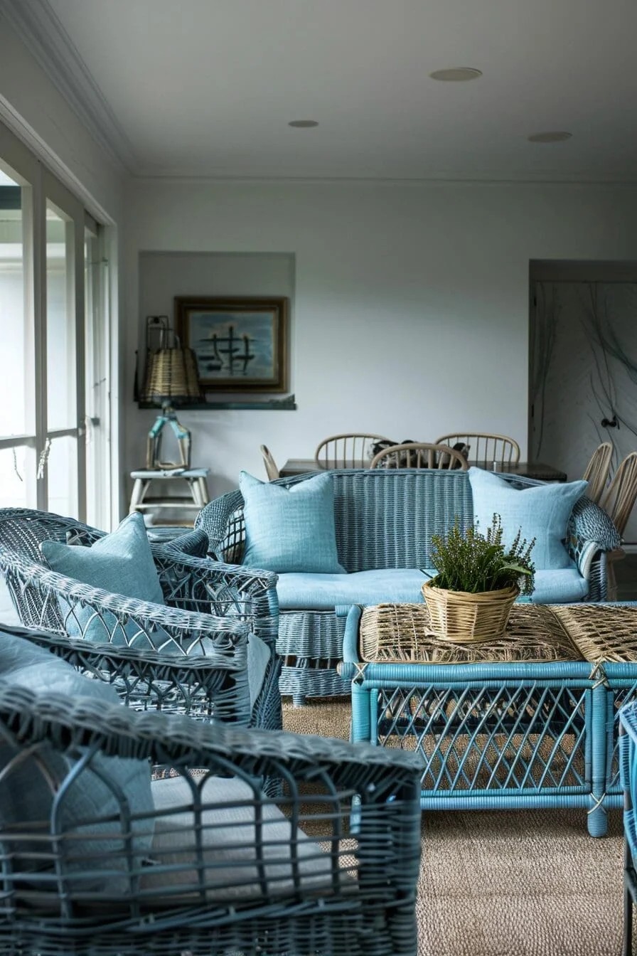 Blue Wicker Furniture