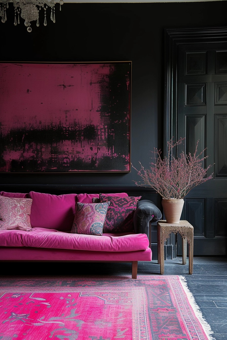 High-Contrast Pink And Black Wall Art