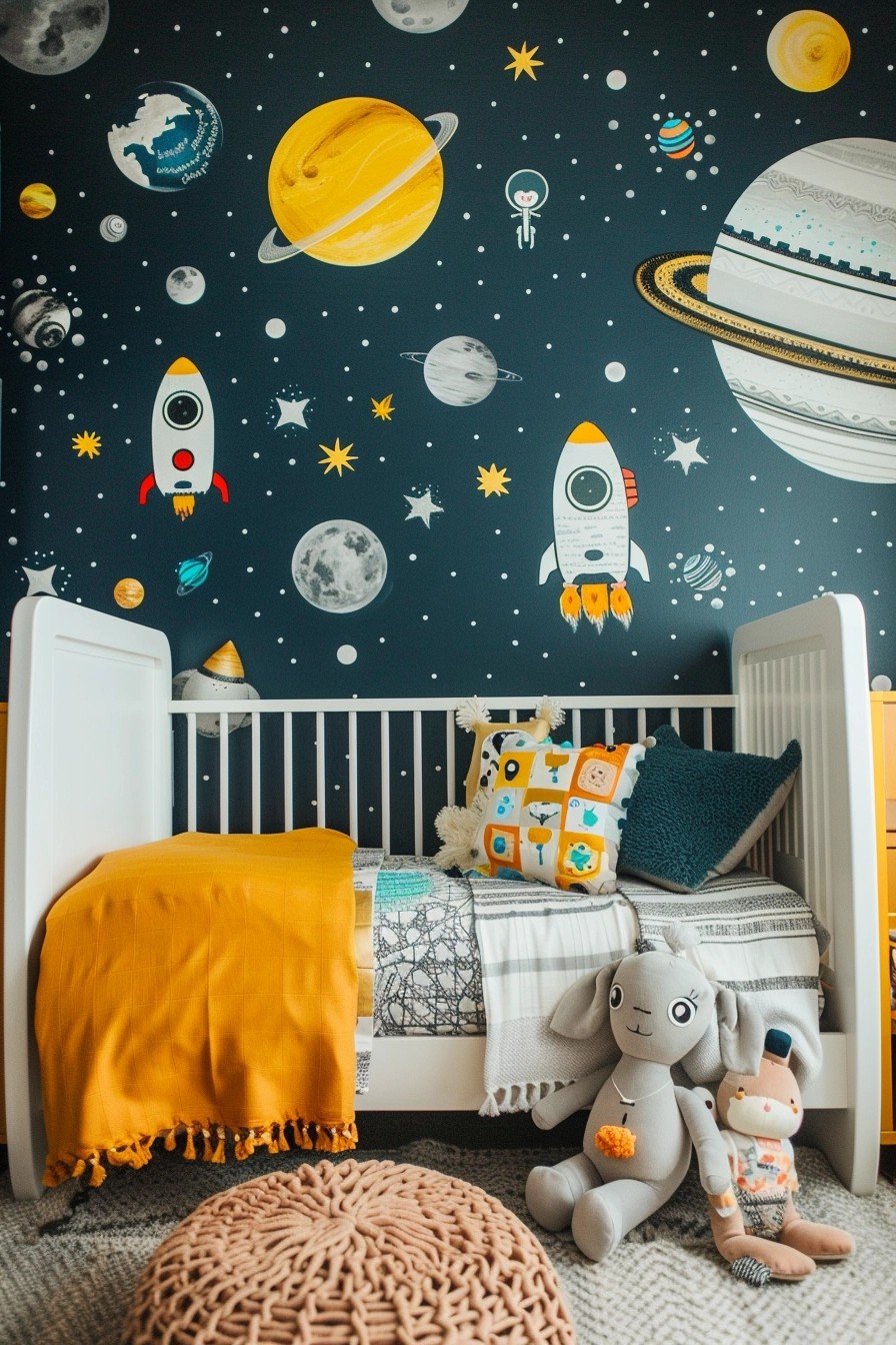 Outer Space Themed Nursery Accent Wall