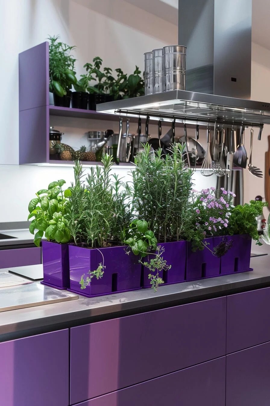 Purple Herb Planters