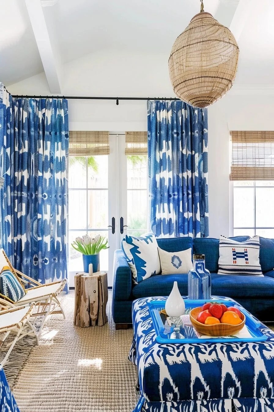 Indigo Patterned Curtains