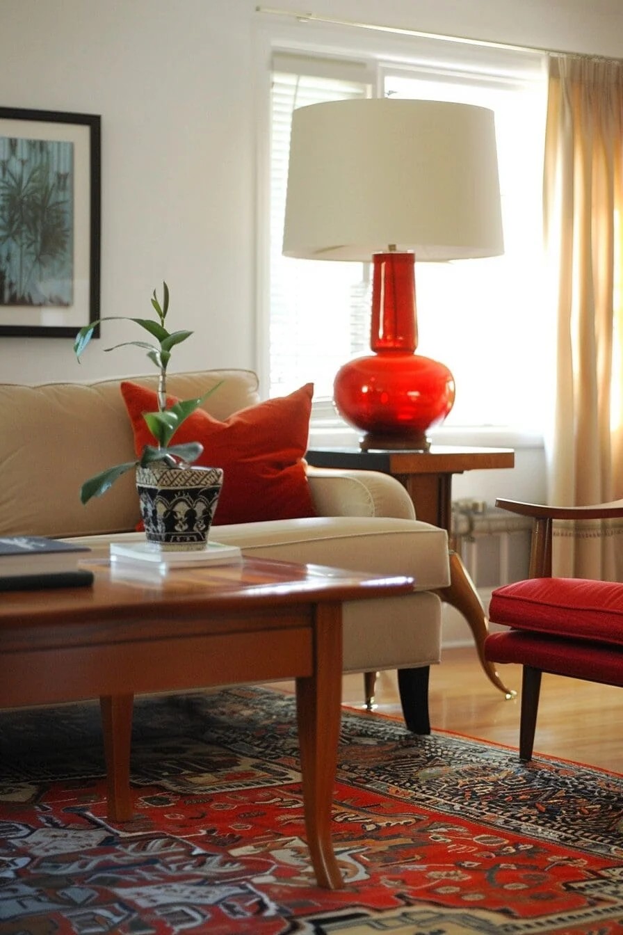 Mid-Century Red Lamp