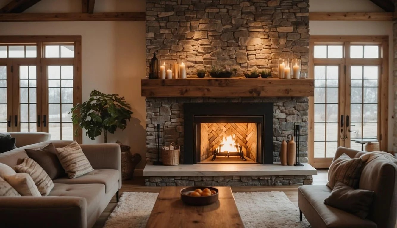 Double-Sided Farmhouse Fireplace Design