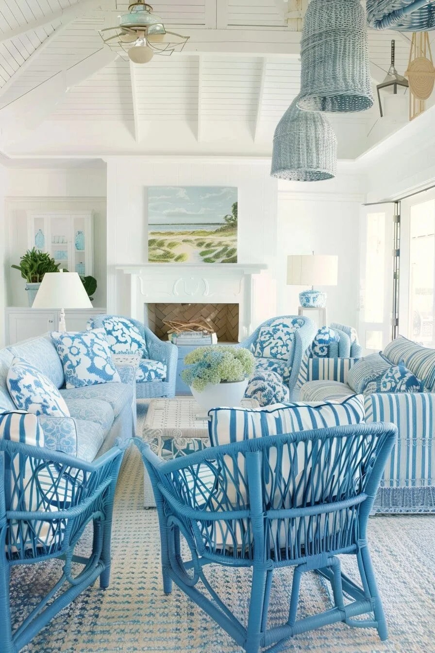 Blue Wicker Furniture