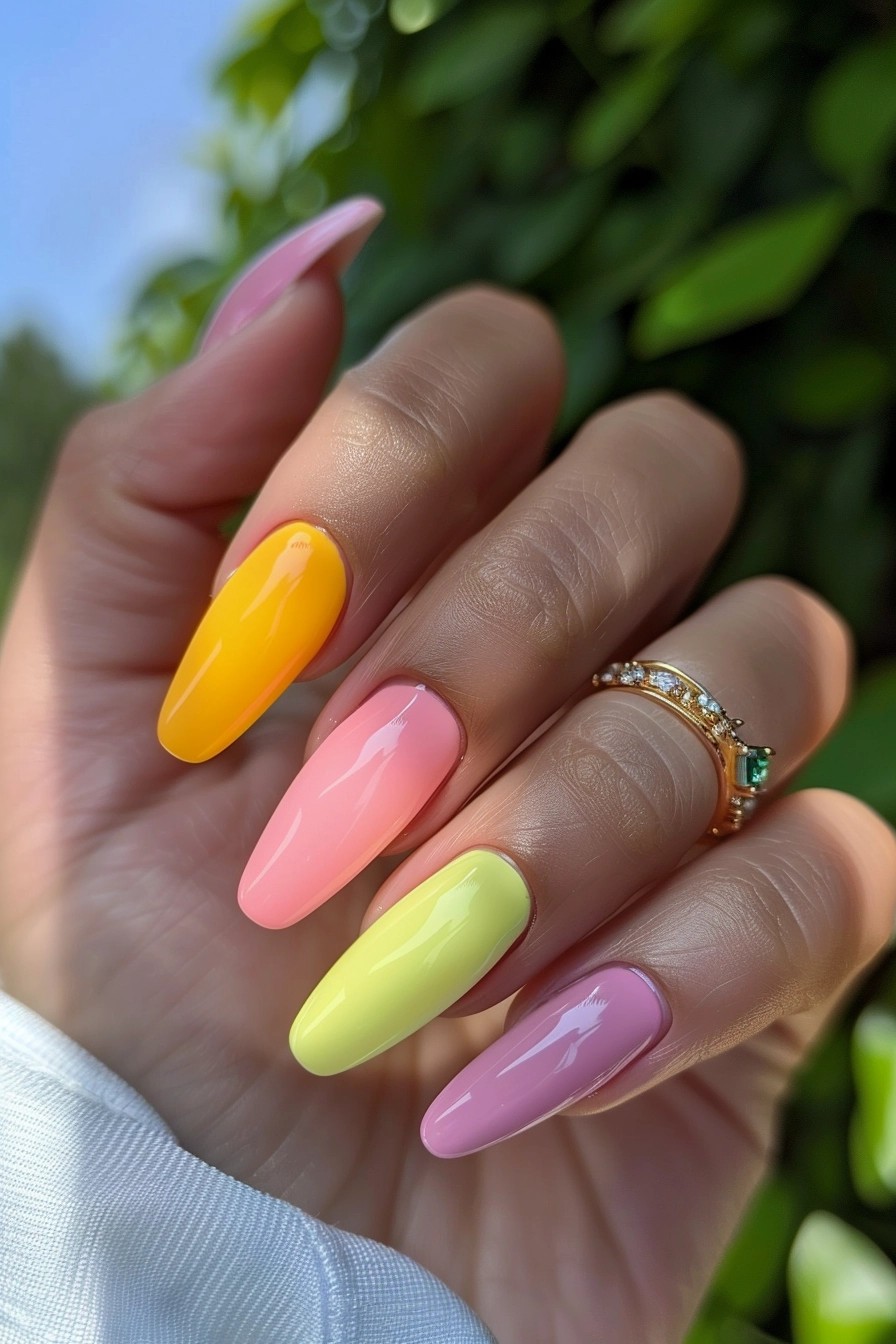 Citrus Yellow Accent Nails