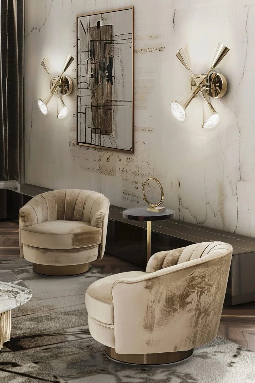 Beige Velvet Armchairs