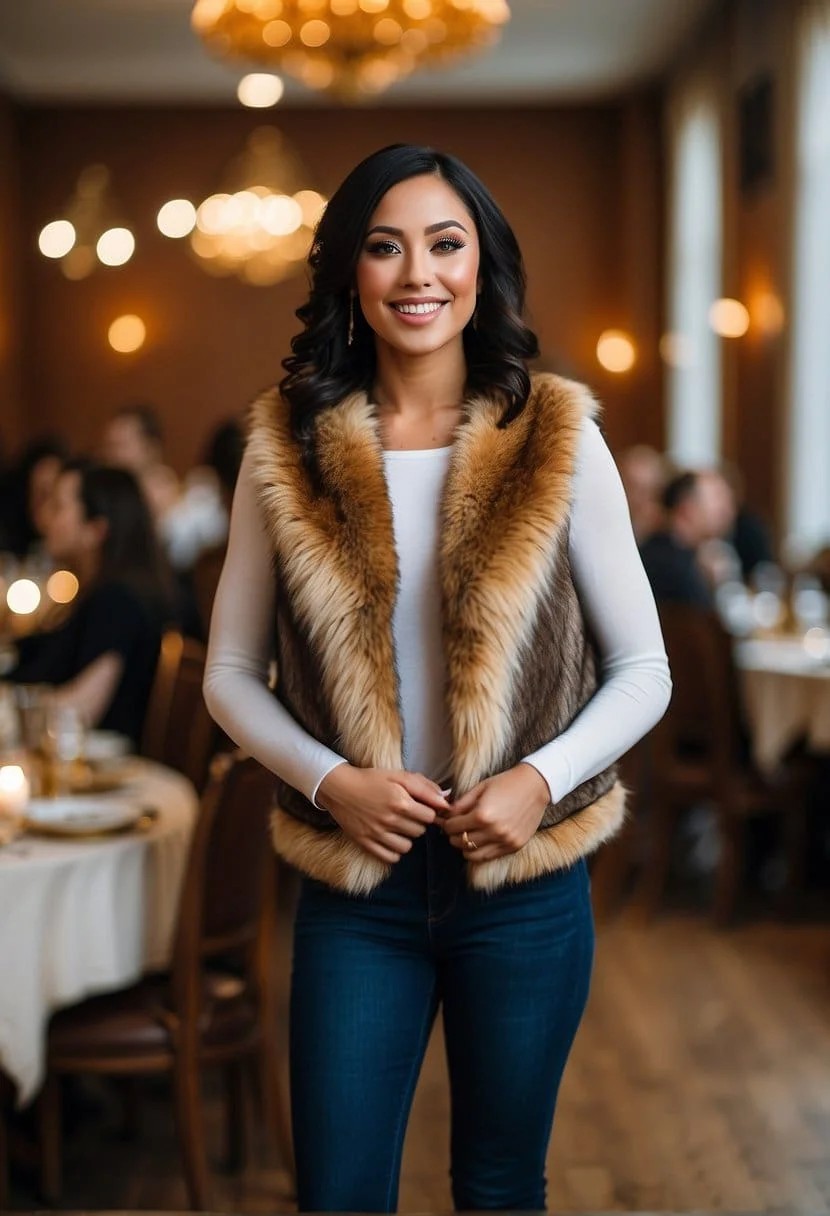 Faux Fur Vest and Skinny Jeans