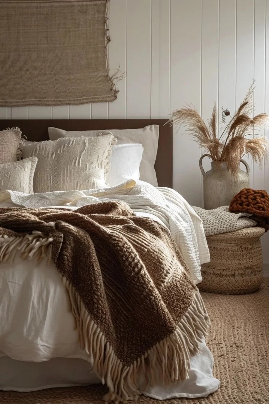 Add Brown And White Throw Blankets