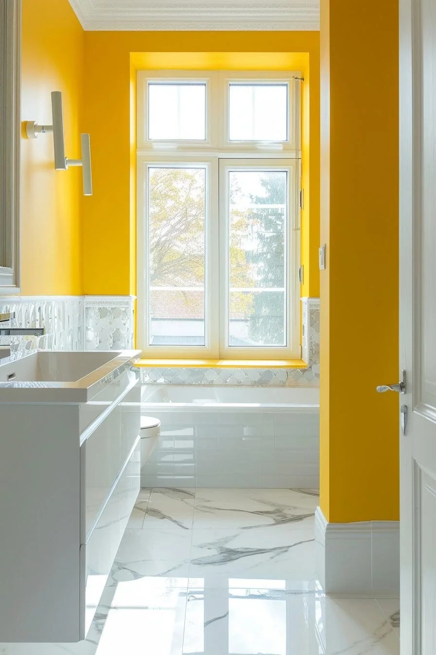 Yellow and White Marble Flooring