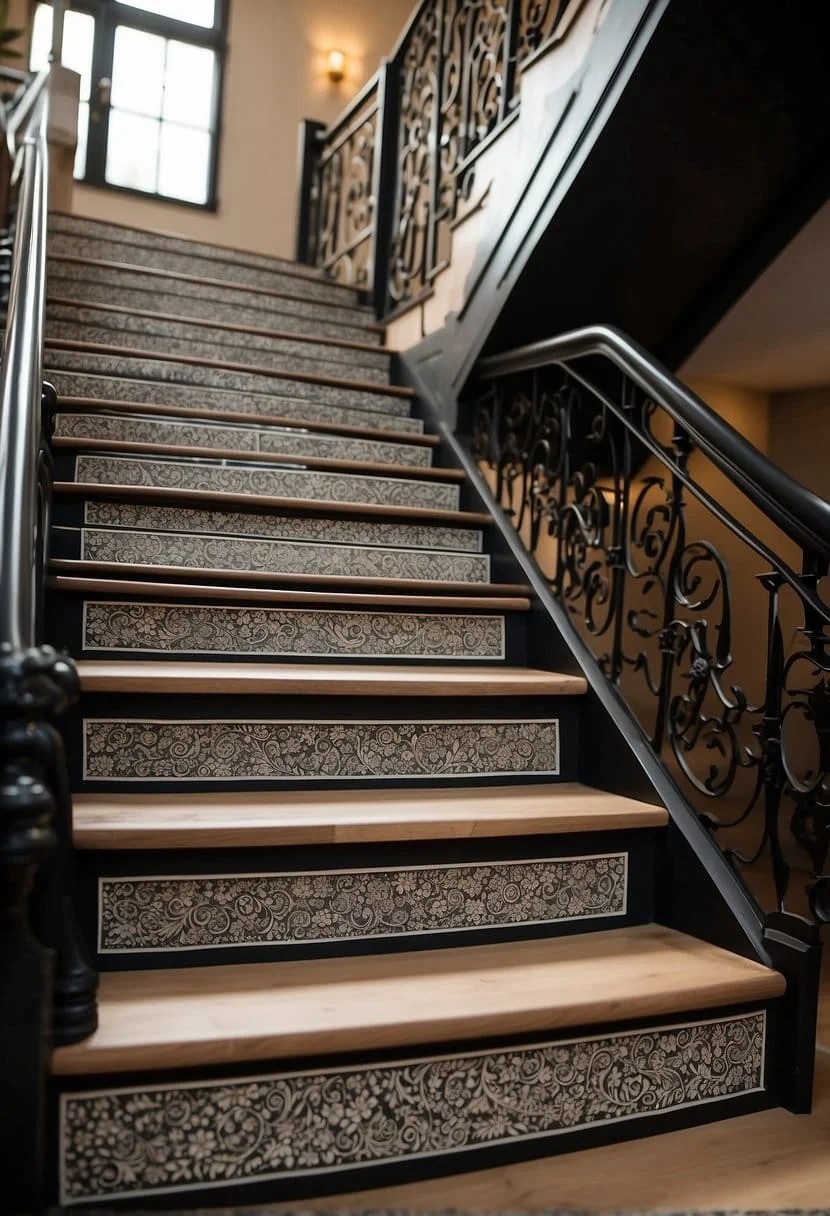 Contact Paper on Stairs for A Patterned Accent