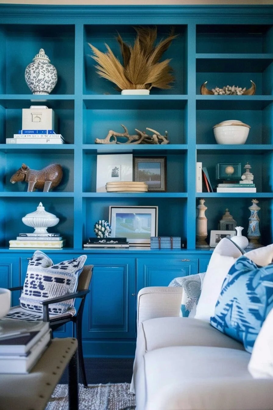 Blue Painted Shelves