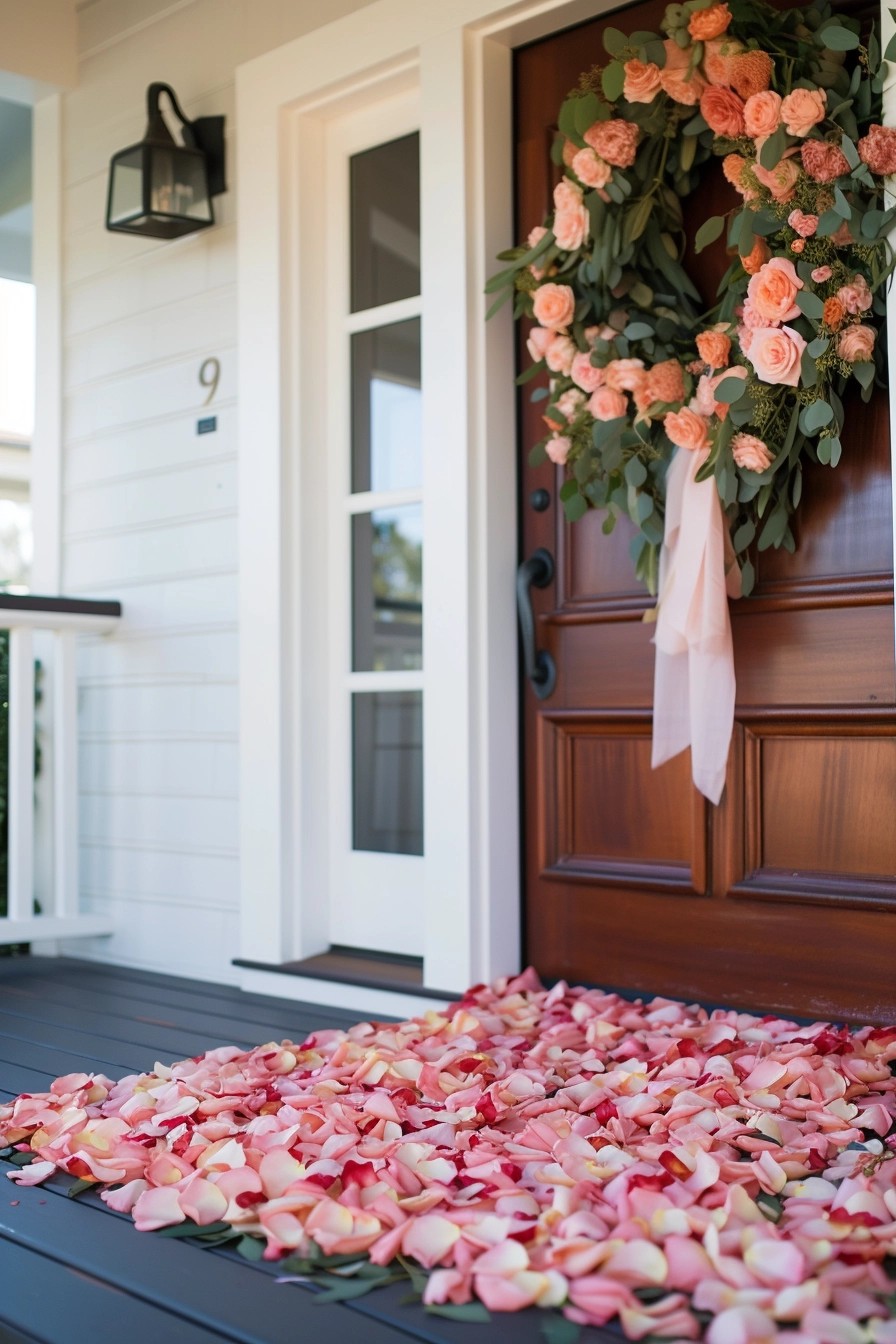 Romantic Rose Petal Welcome Sign