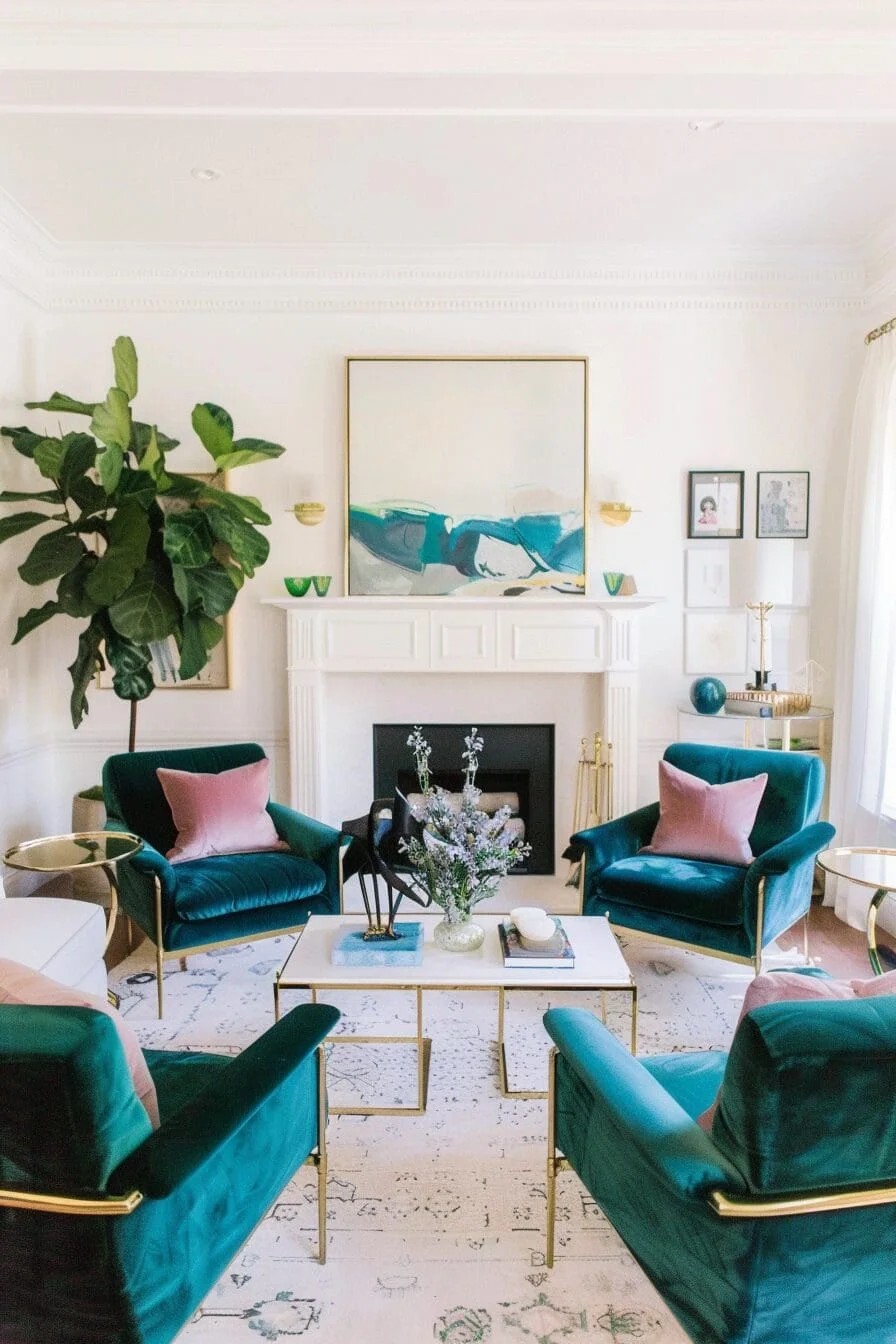 Teal Velvet Armchairs