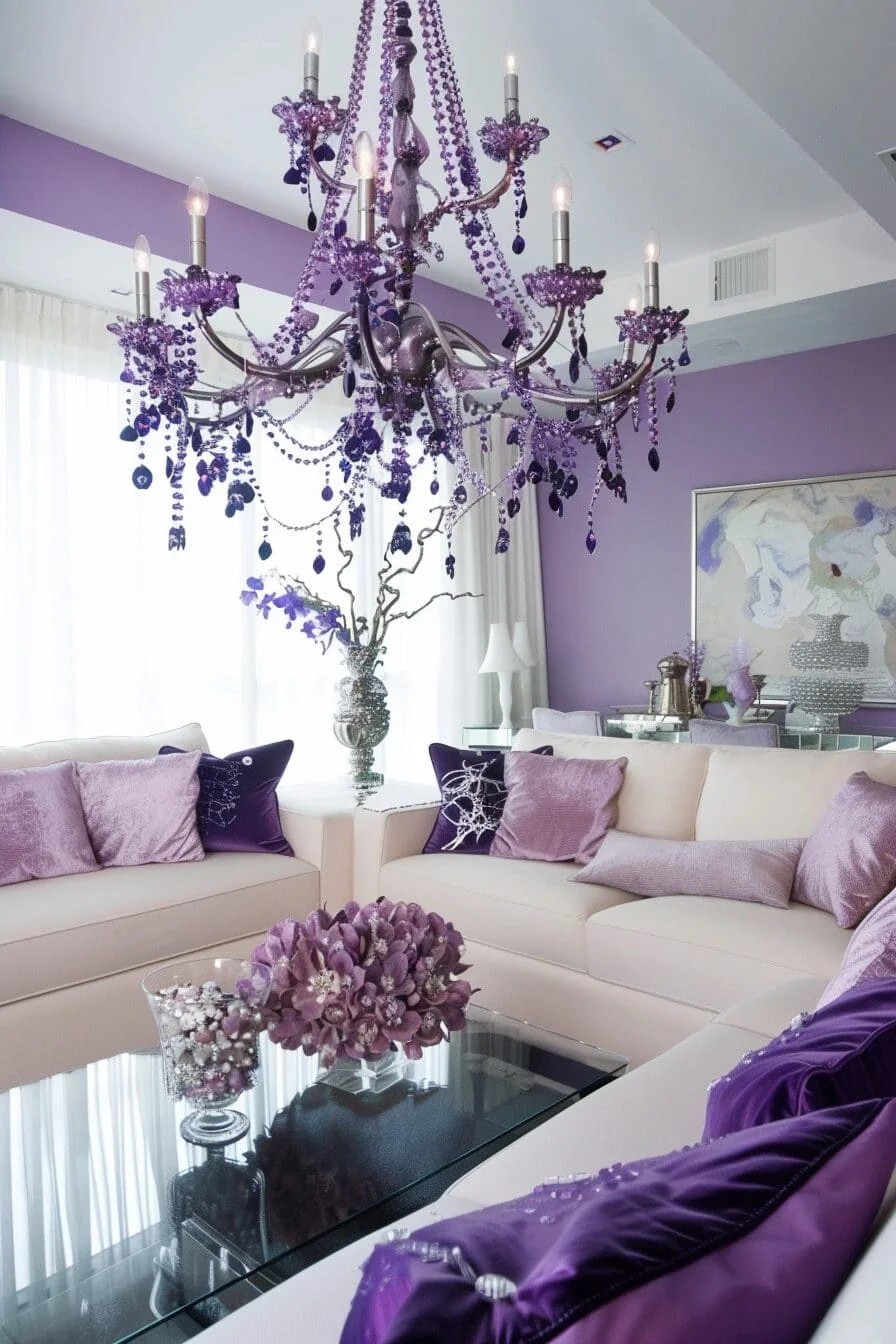 Chandelier with Purple Crystals