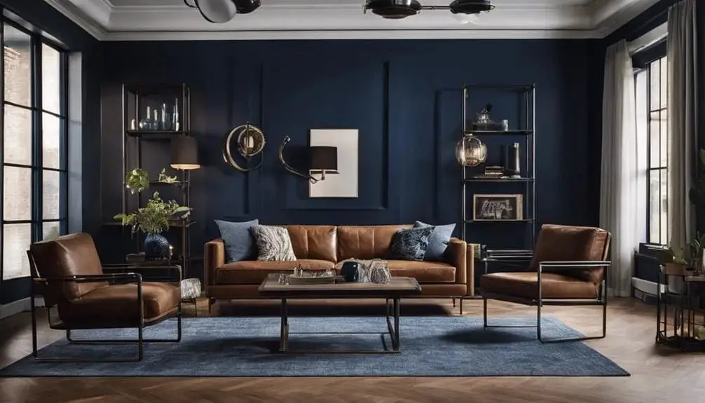 Industrial Chic with Navy and Metal Accents