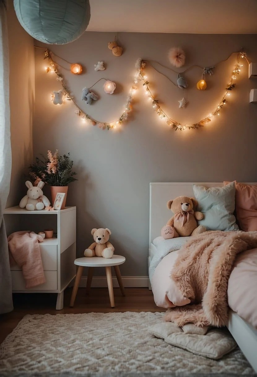 Toddler Girl Bedroom With Whimsical Lighting