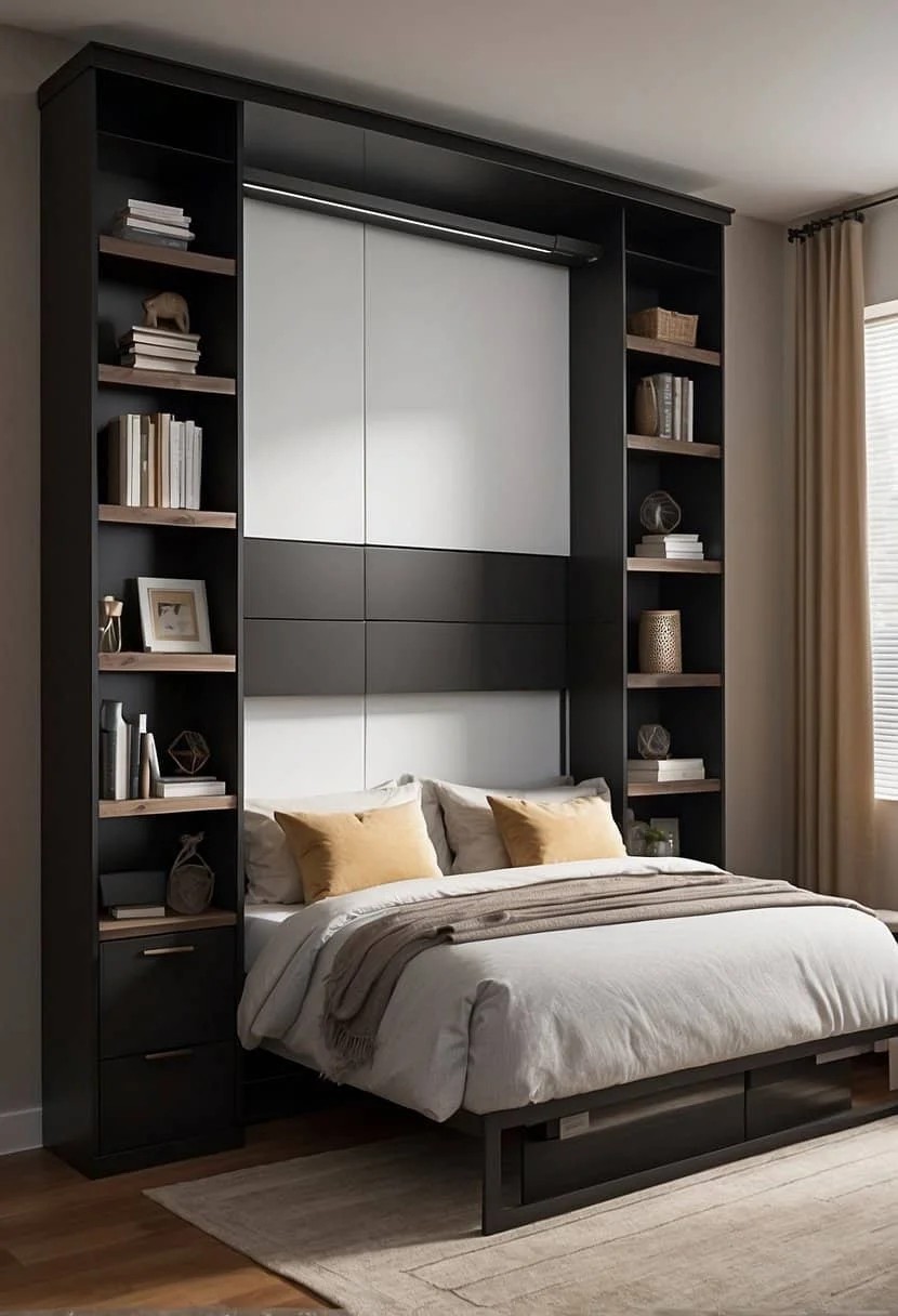 Install A Murphy Bed With Organizational Compartments In Small Spaces