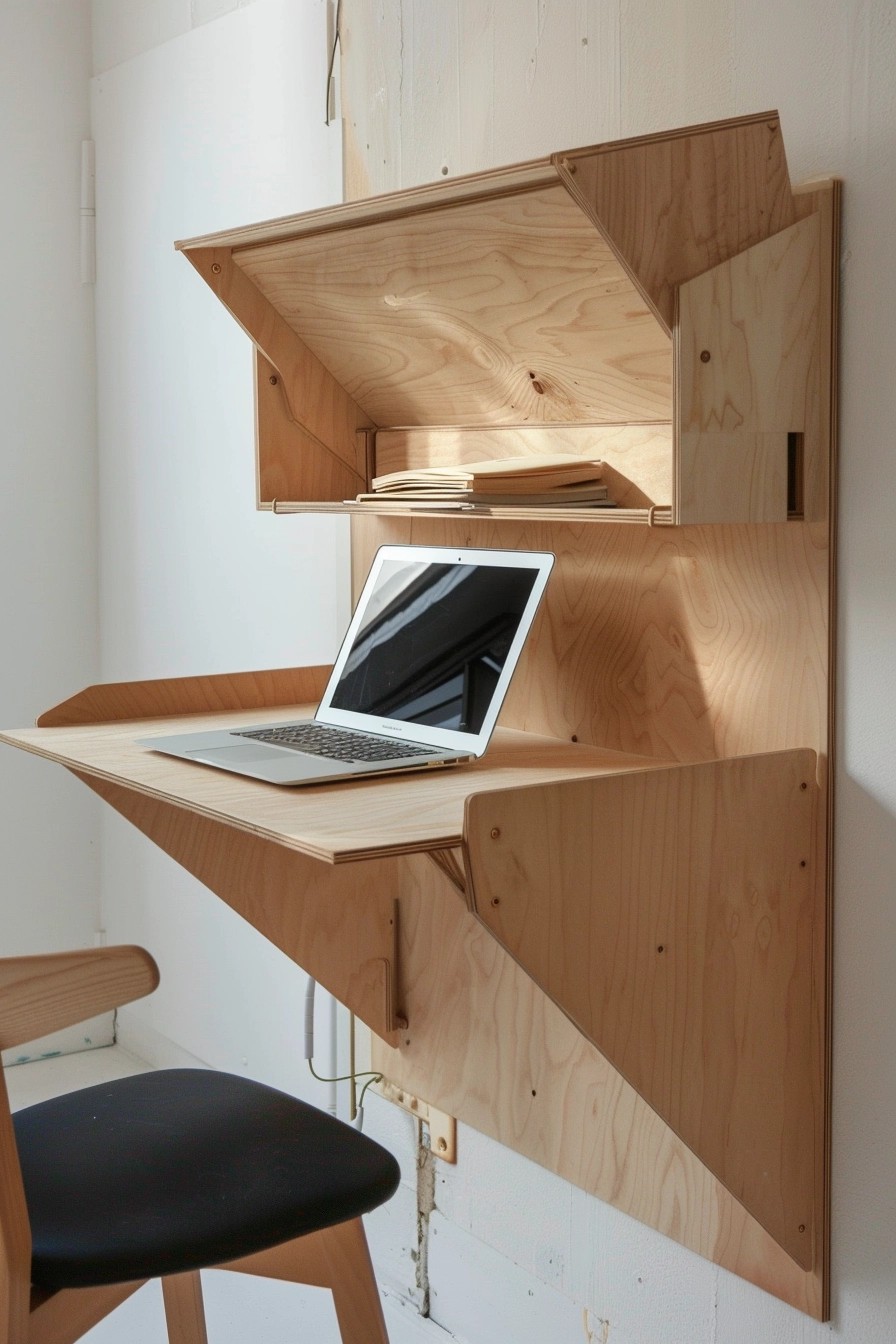 Compact Home Office With Wall-Mounted Desk