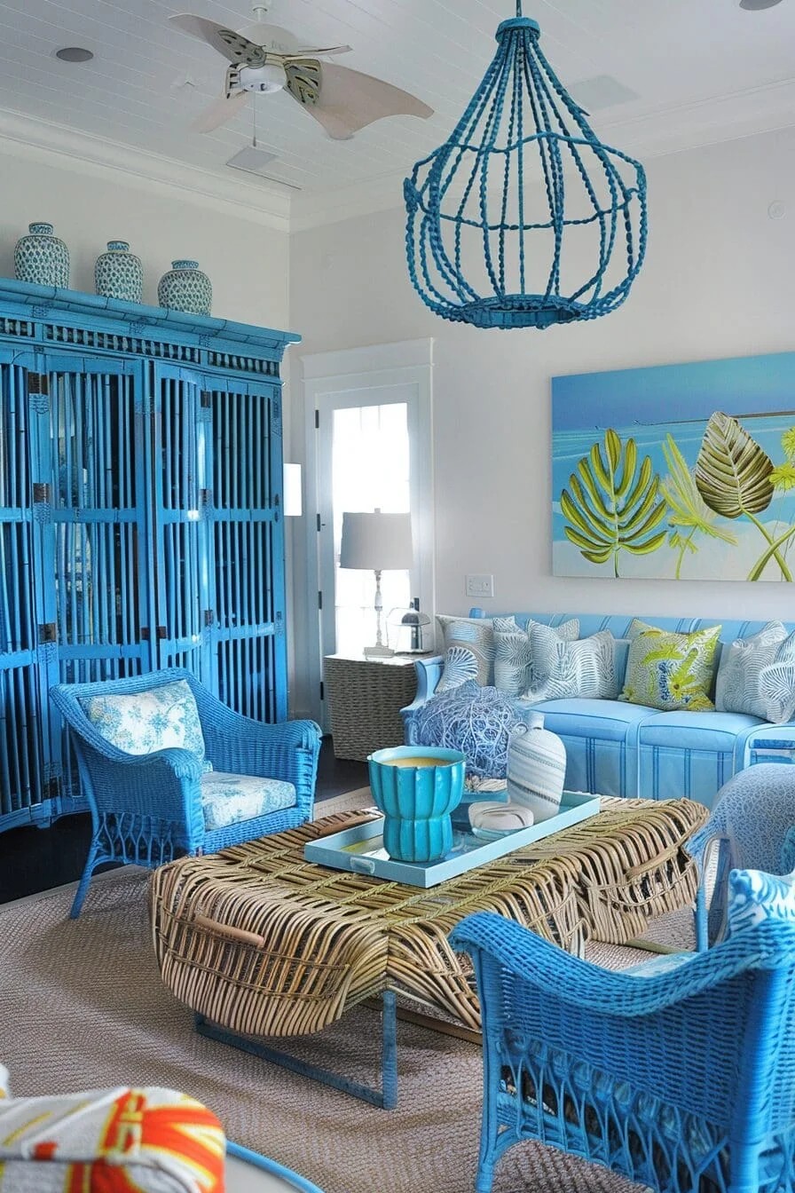 Blue Wicker Furniture