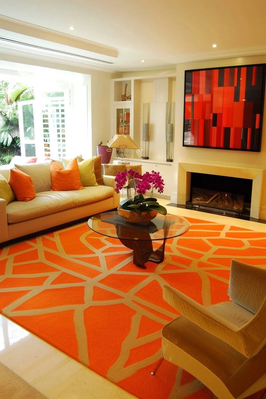 Geometric Orange Rug