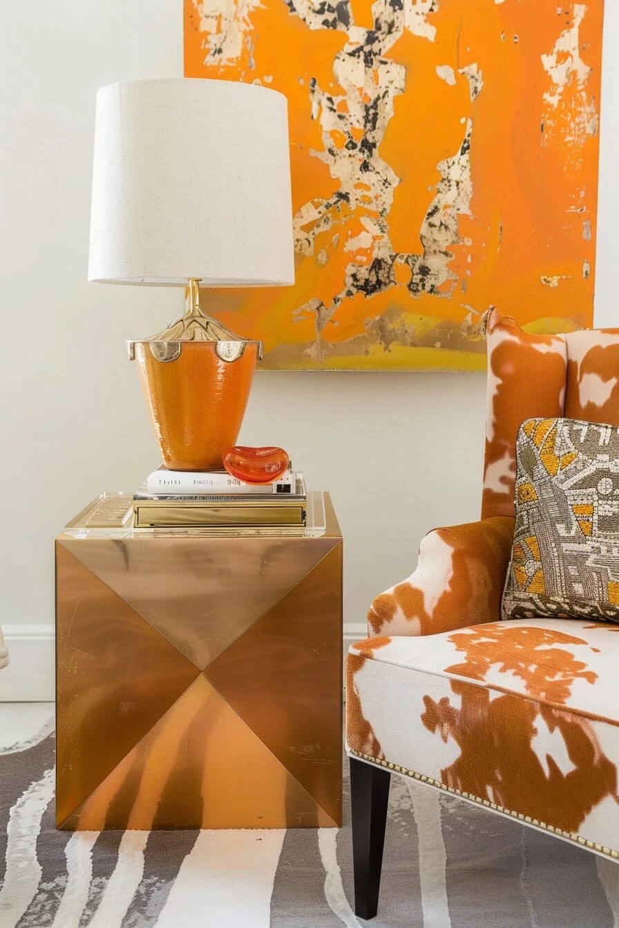 Brass & Orange Side Table