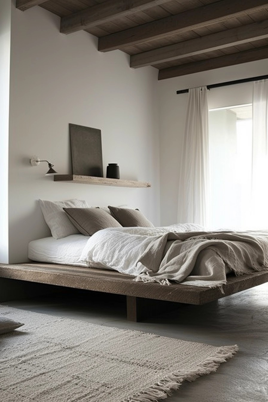 Minimalistic Floating Platform Bed