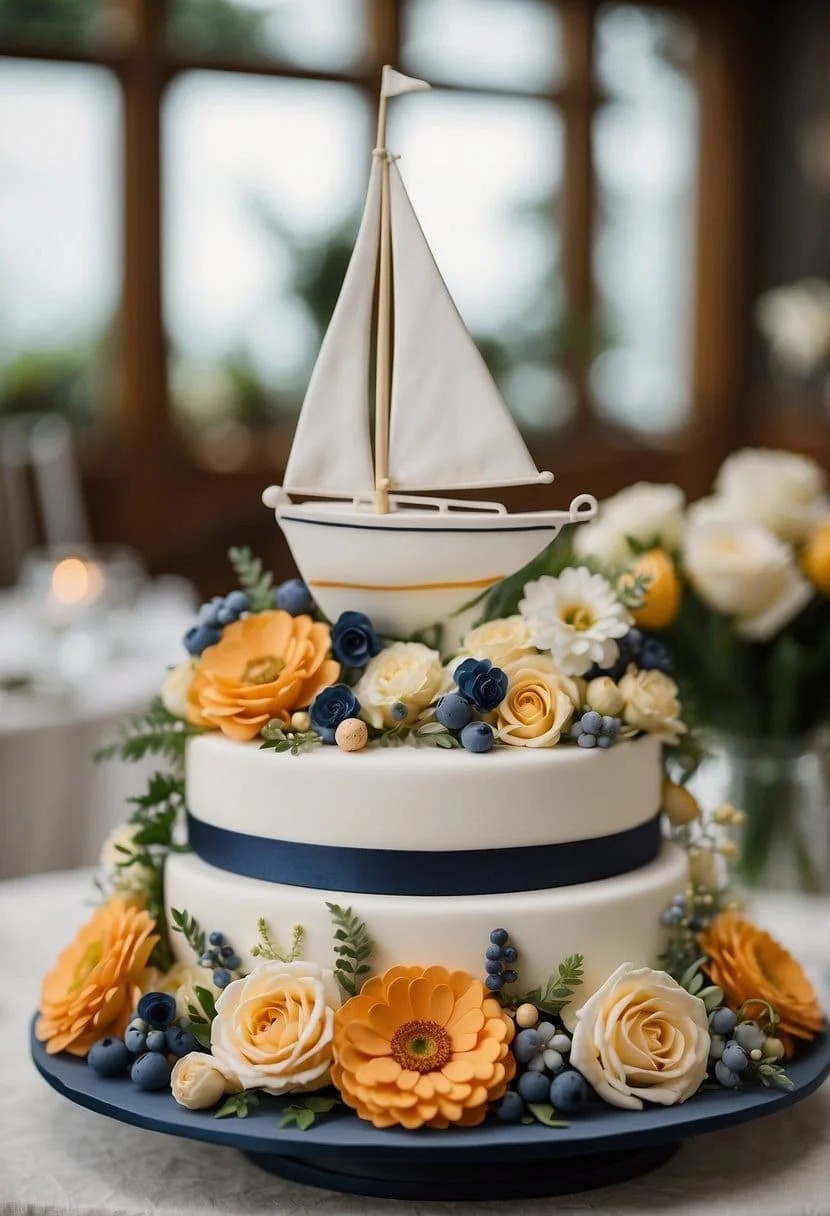 A Summer Wedding with A Sailboat Cake Topper