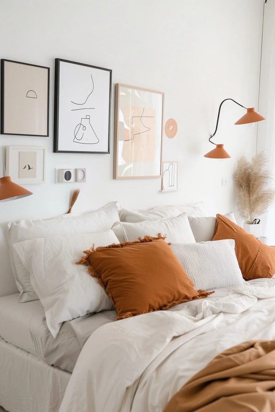 Gallery Wall with Pops of Orange