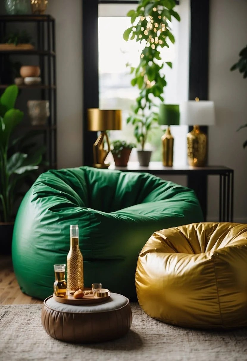 Kelly Green Bean Bags and Gold Bean Bag Chairs