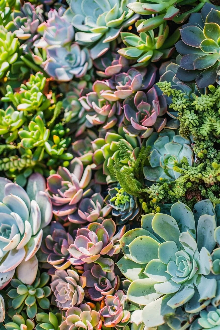 Grow a living wall of succulents in a vertical planter.