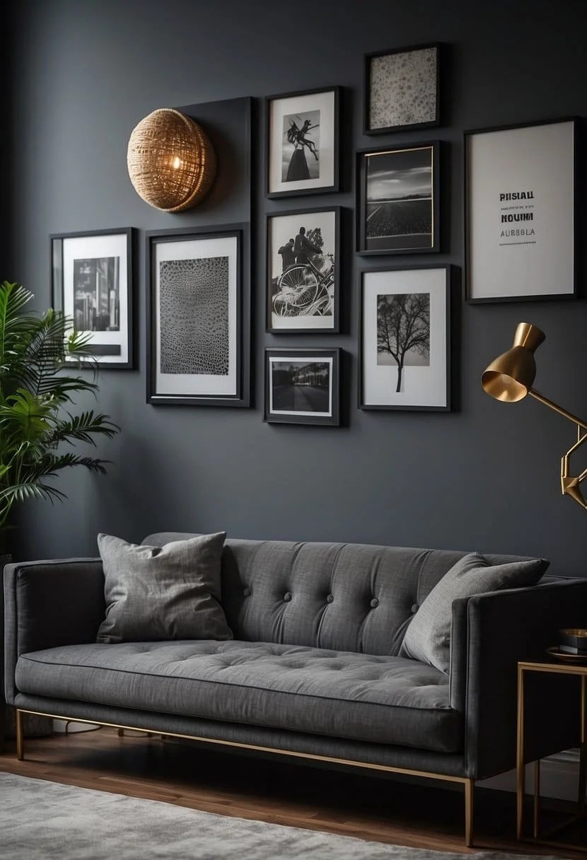 Charcoal Sofa with a Gallery Wall Backdrop