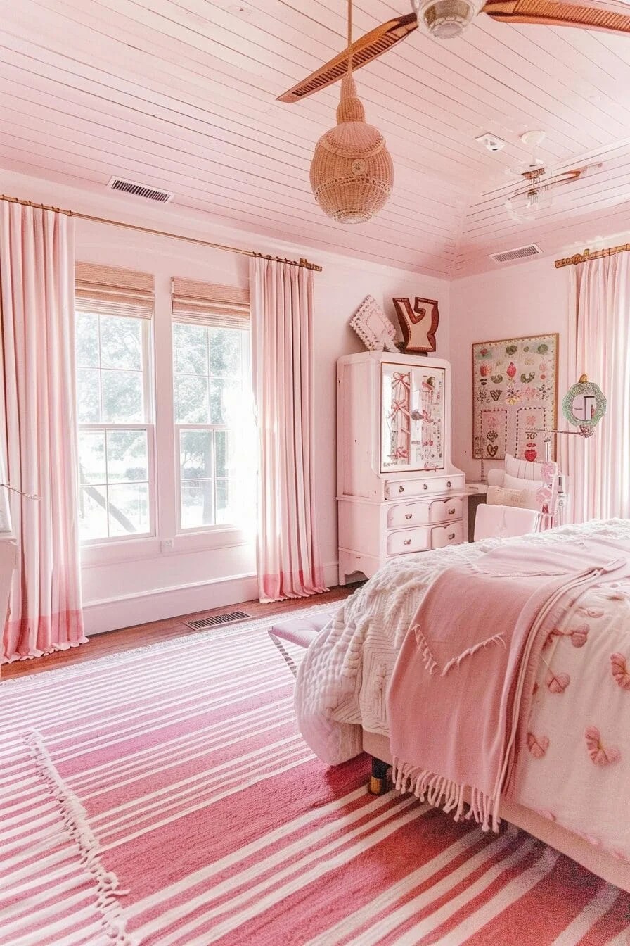 Pink Striped Accent Rug