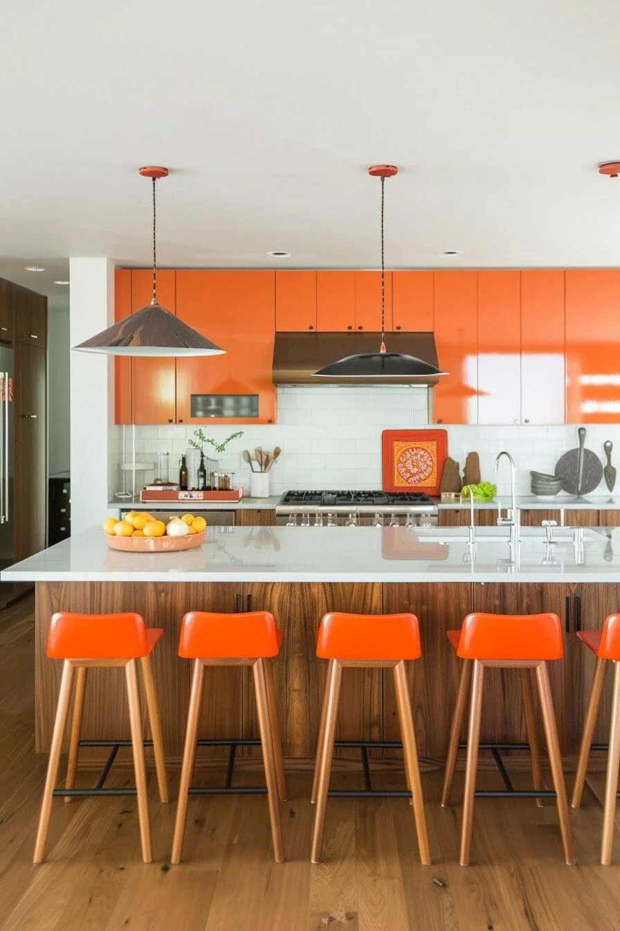 Wood and Orange Accents