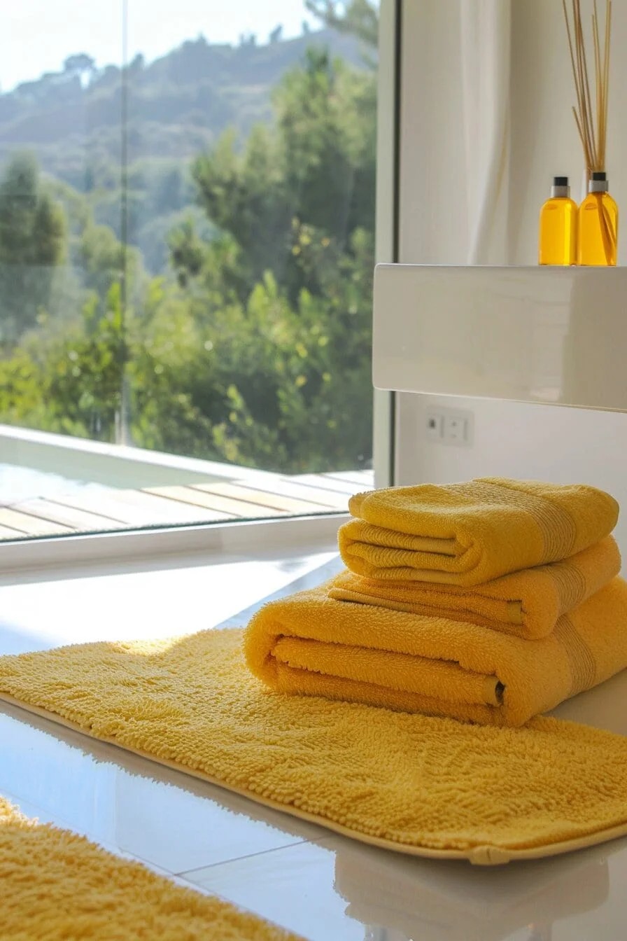 Pops of Yellow with Towels and Rugs