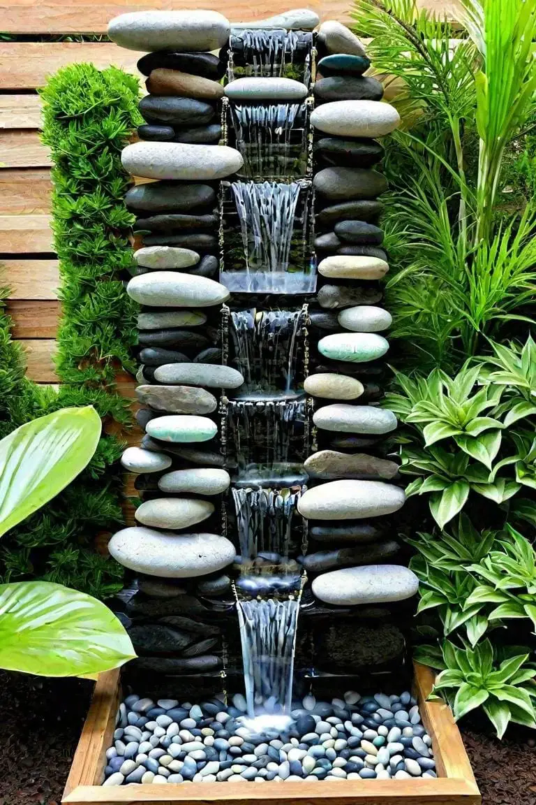 Design a Tranquil Pebble Waterfall