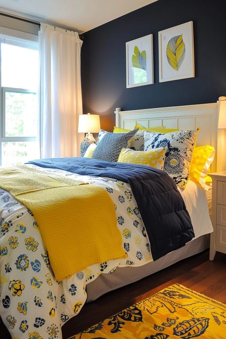 Yellow and Navy Blue Colorblock