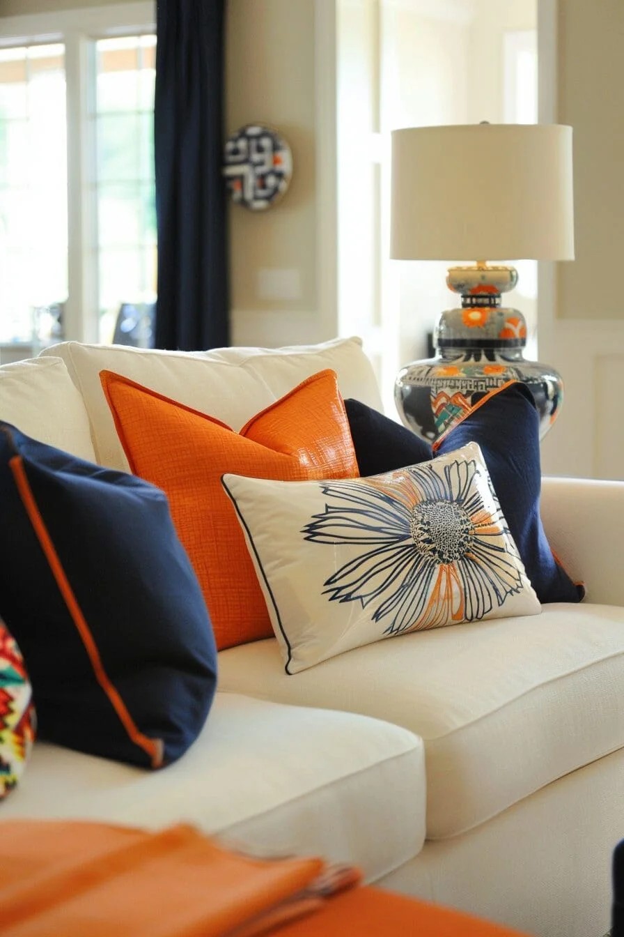 Navy & Orange Pillows