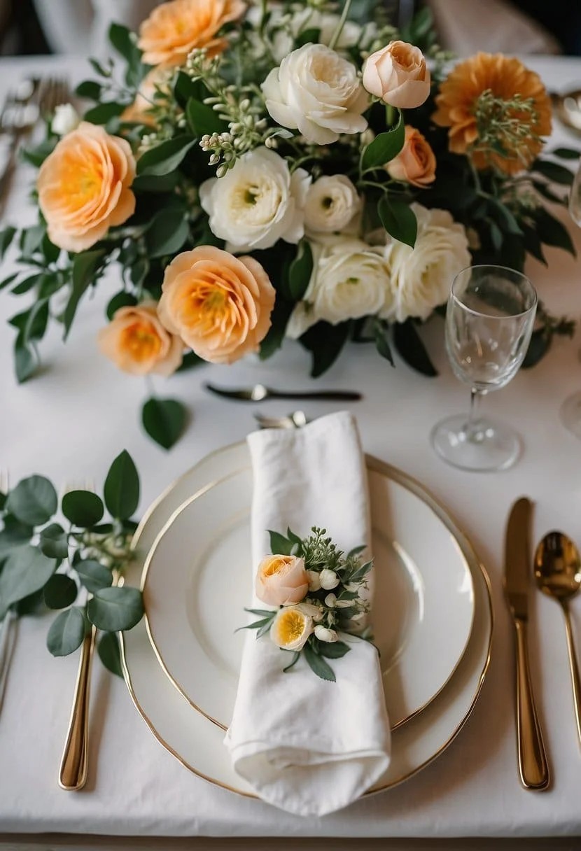 A Spring Wedding with Personalized Floral Napkins