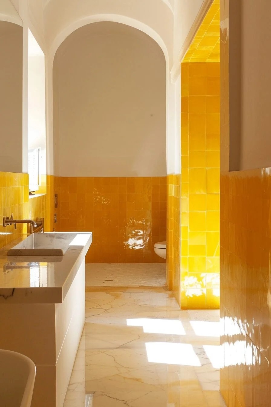 Yellow and White Marble Flooring