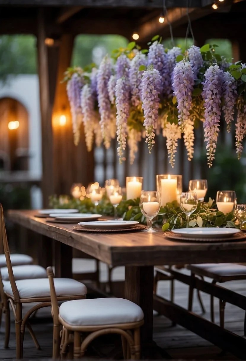 A Summer Wedding with A Cascading Wisteria Centerpiece