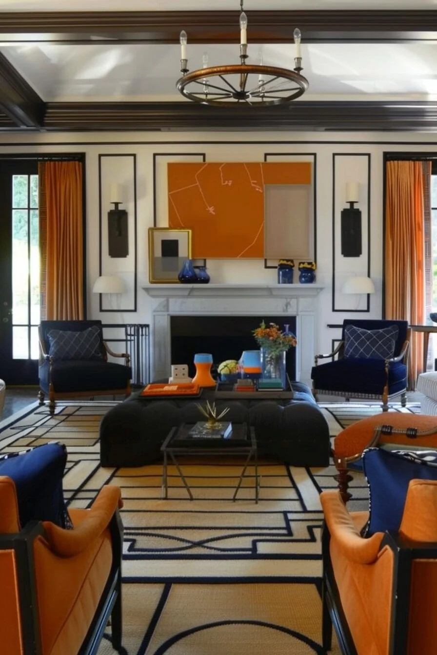 Navy & Orange Pillows