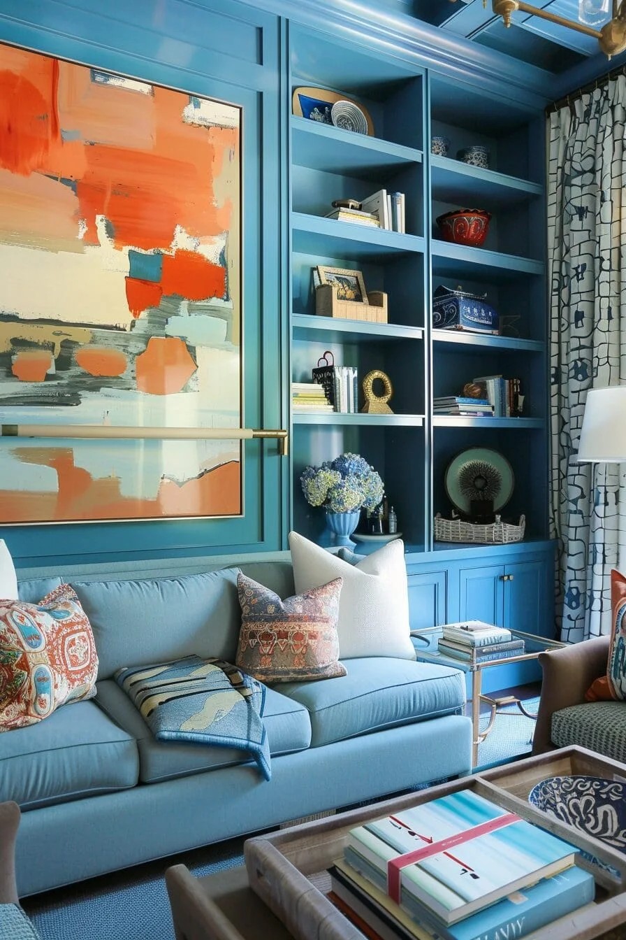 Blue Painted Shelves