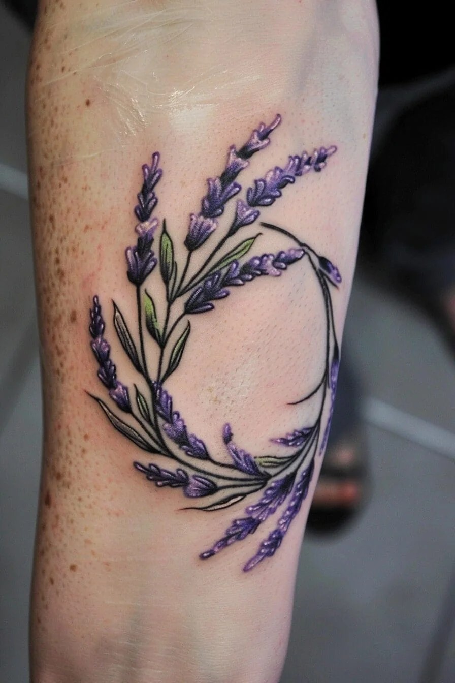 Lavender Wreath or Bouquet Tattoo