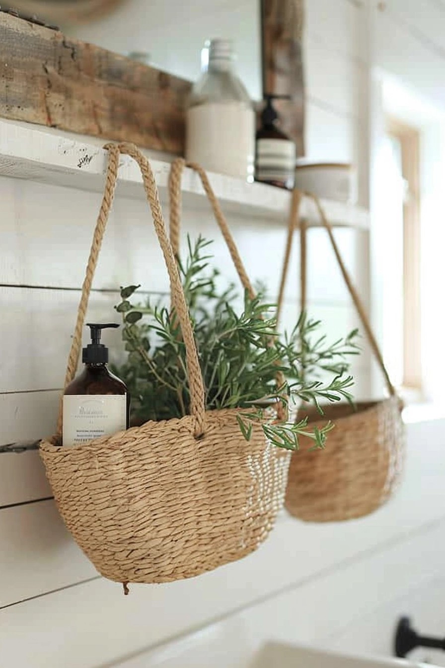 Hanging Baskets for Bathroom Essentials