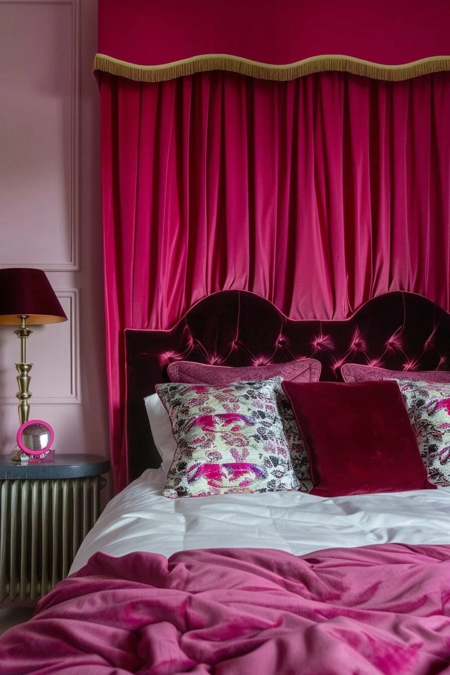 Fuchsia Velvet Bedspread