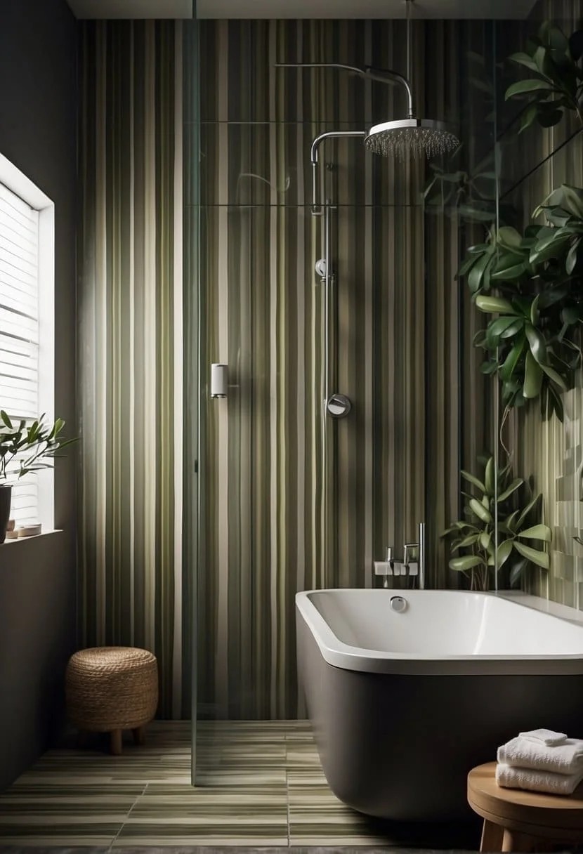 Incorporate Vertical Stripes in Your Small Bathroom Shower Design