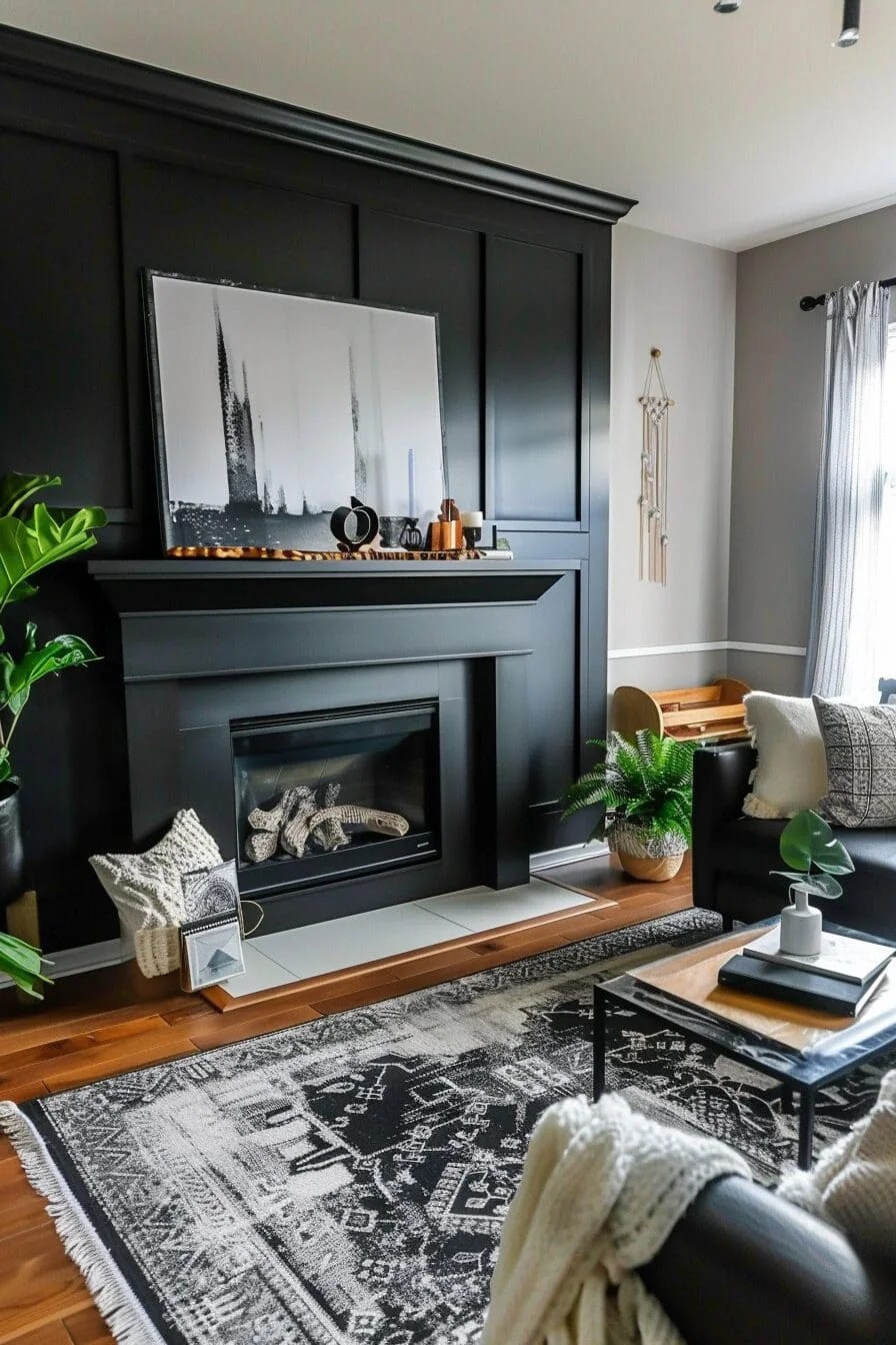 Matte Black Fireplace